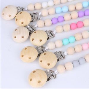 Baby Wood Bead Hand made Pacifier Chain Clips
